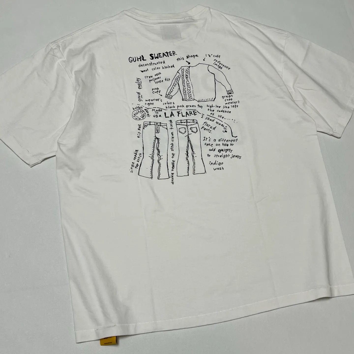 GALLERY DEPT. MOODY TEE/WHITE New in stock graffiti French/design draft printed TEE white S-XL original consistent OE yarn tube weaving seamless fabric authentic level printing restoration authentic consistent accessories